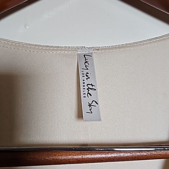 Lucy‎ in the Sky Cream Ruched Bodycon Long Sleeve Mini Dress Size XSmall - Picture 10 of 11